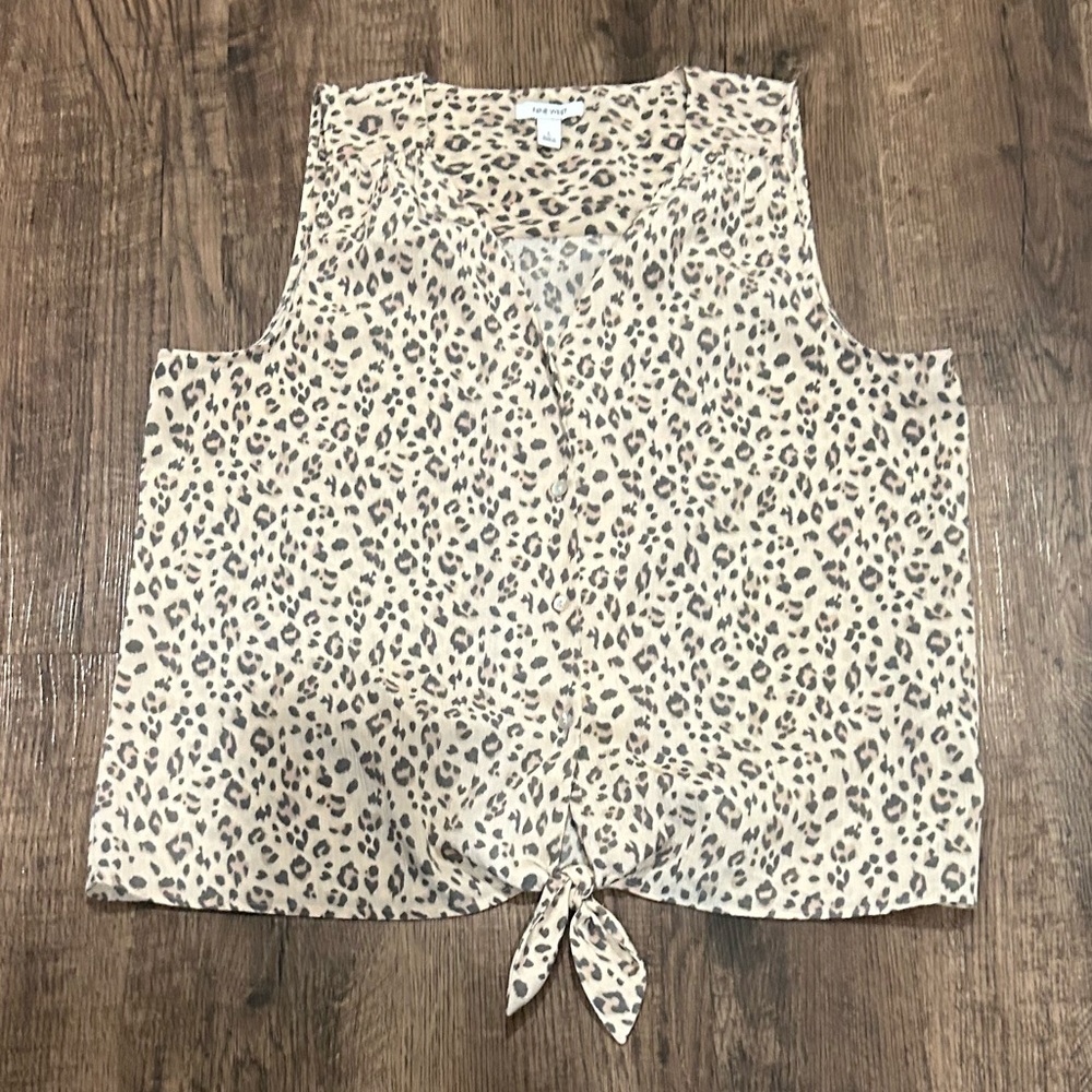 Nine West Animal Print Tie-Front Tank Top